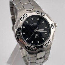 Fossil Blue Watch FS-5007 Mens 38mm Case Bracelet Band Quartz Three Hands