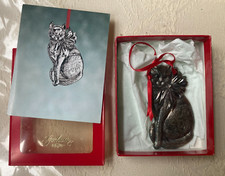 Vintage GORHAM Silver Plate Cat Ornament Red ...