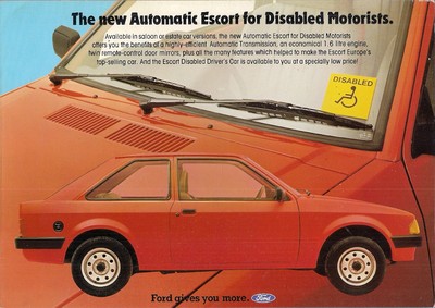 Ford Escort 1.6 Automatic Mk3 For Disabled Drivers 1983 UK Market Sales Brochure
