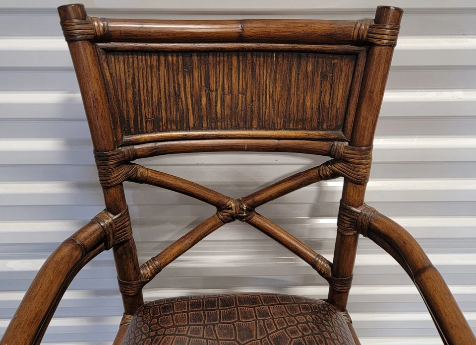 RARE Vtg Pier 1 Imports Bamboo & Rattan Bar Stool - Image 3 of 4