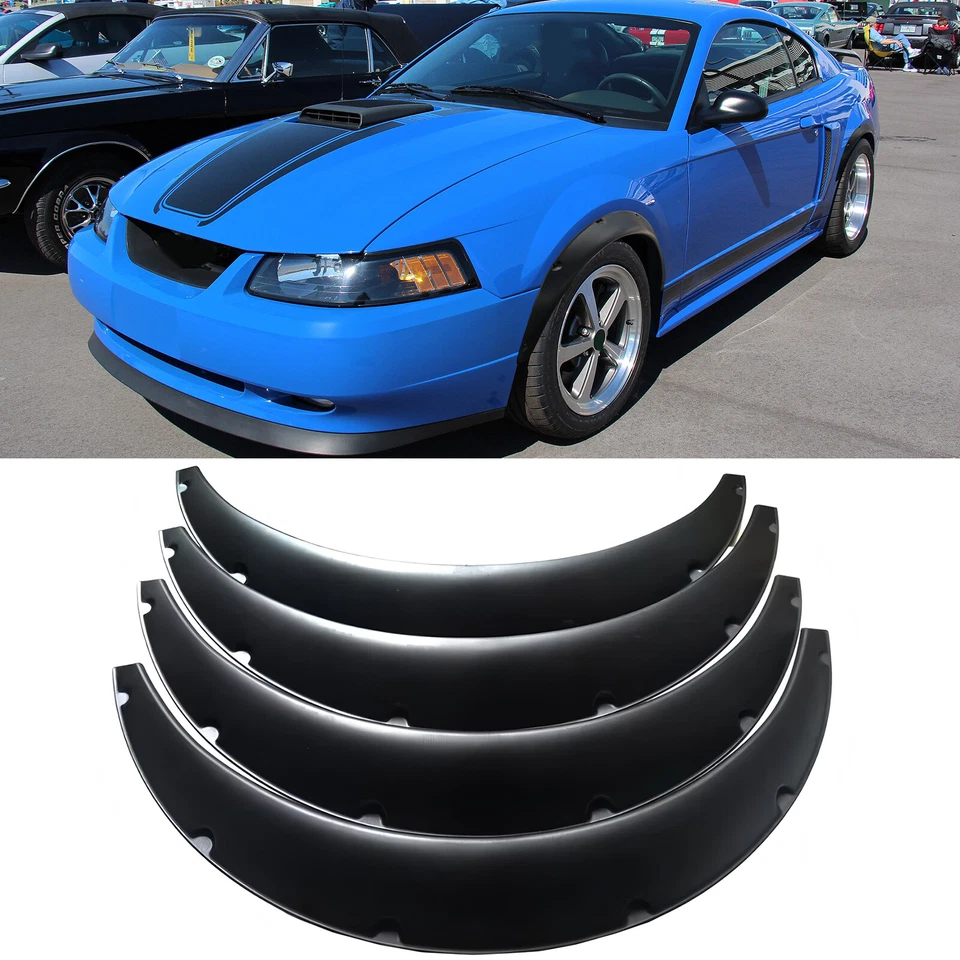 4PC Car Fender Flares Extra Wide Body Kit Wheel Arches Mudguard For Ford Mustang - Imagem 3 de 4