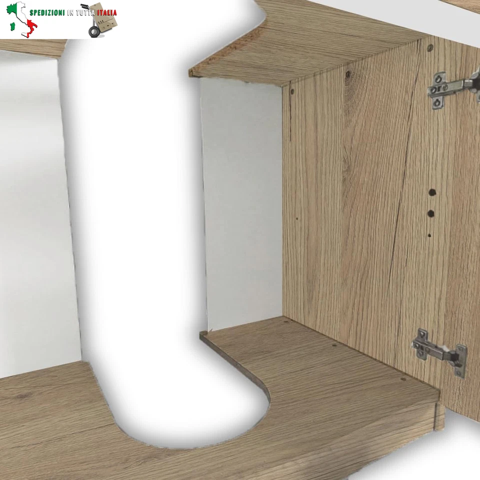 Copricolonna Mobile in Kit da Montare Sottolavabo con 2 Ante Quercia Naturale, L - Immagine 4 di 4
