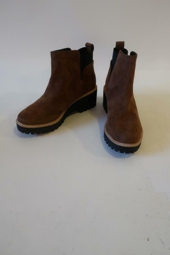Rielle Brown Pull-On Suede Wedge Bootie 