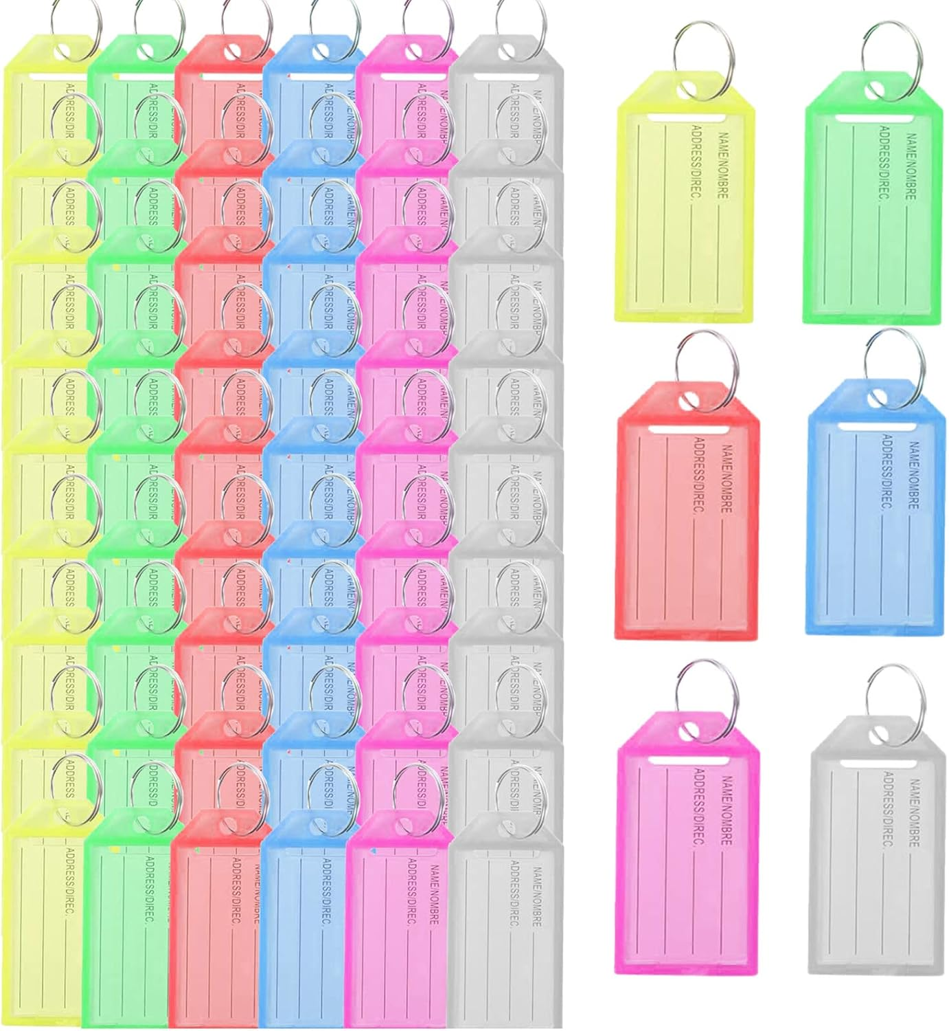 60 Pack Key Tags, Tough Plastic Key Tags Assorted Color Label Tags Luggage Tags