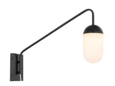 Black Wall Sconce Light Fixture Frosted Glass Shade Bedroom Bathroom Vanity 17"