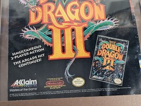 Vintage 1990 Double Dragon III NES Game Ad, Laminated, Framed, Retro Arcade Art