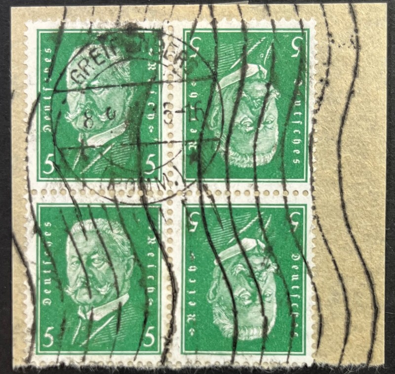 Germany Hindenburg Issue Tête Bêche Block of 4, Used, VF, Michel K 10; Sc 368a
