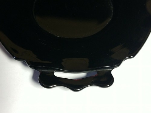 L.E. Smith Mt. Pleasant Black Amethyst Glass Flat Handled Plate Tray Mayonnaise - Picture 4 of 7