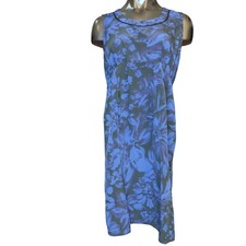 SIMPLY VERA VERA WANG Womens 12 Blue Floral Sleeveless Scoop Neck Sheath Dress