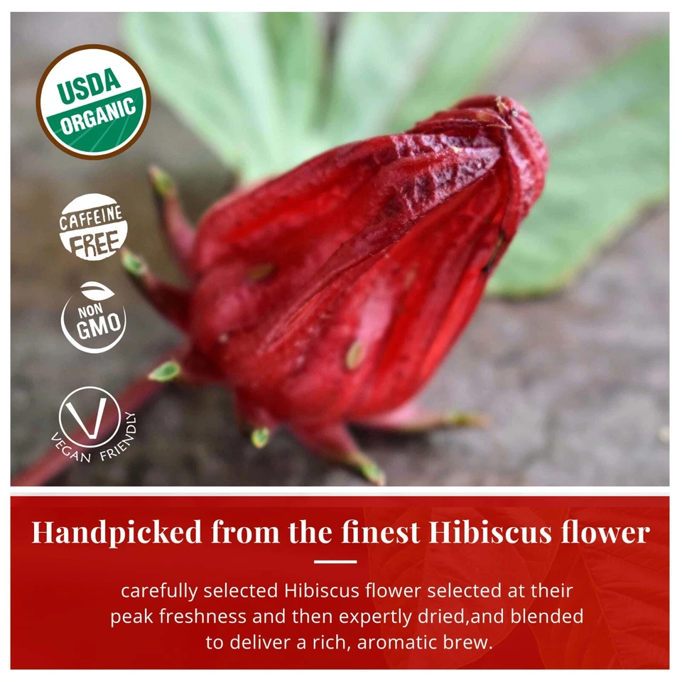 75 bolsas de té de hibisco orgánico, té de flor de hibisco seco 100 % puro, Te de hibisco Foto 2 de 4