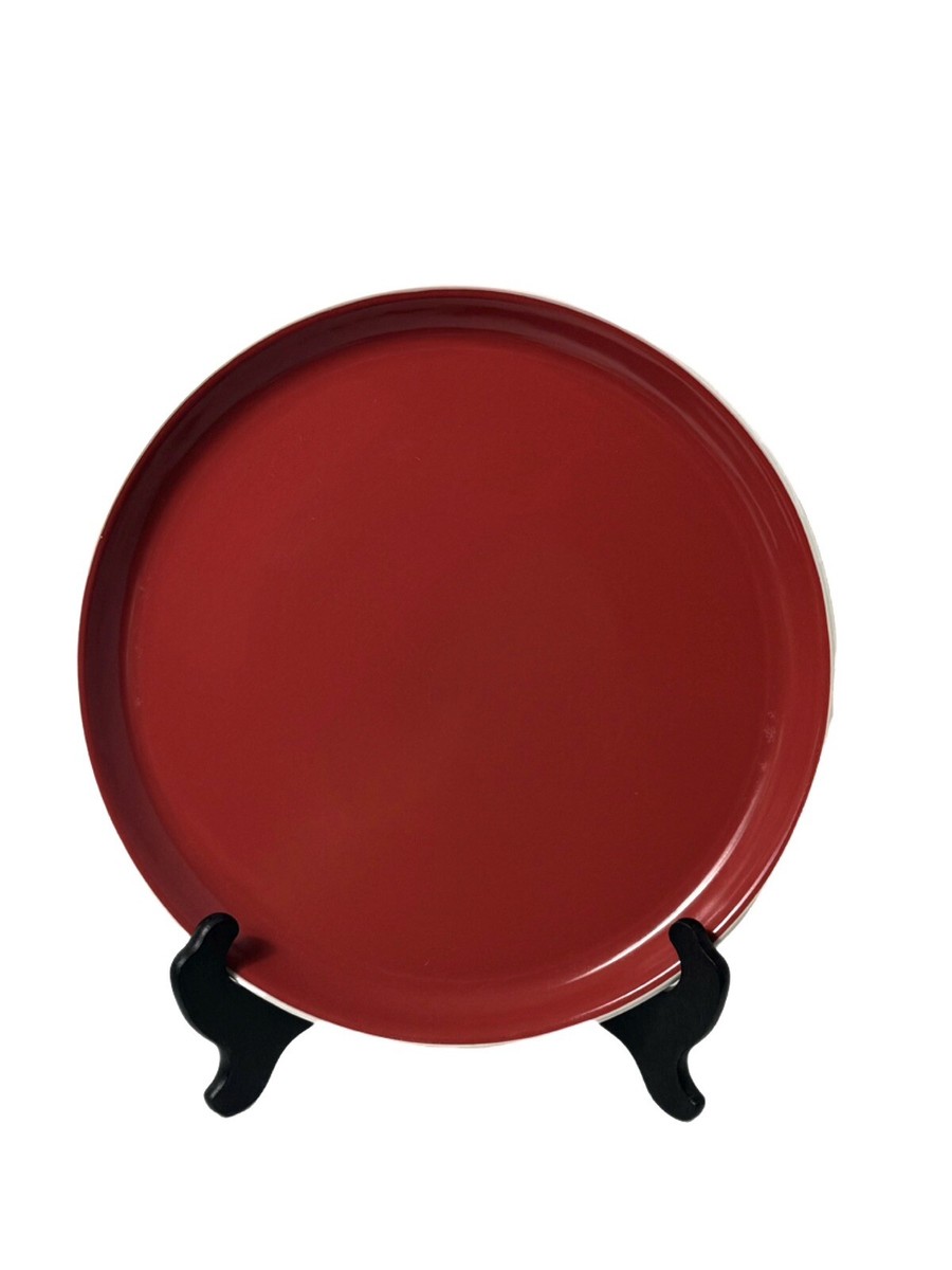 Oneida Color Burst Very Red White Rim Dinner Plate Lot Set