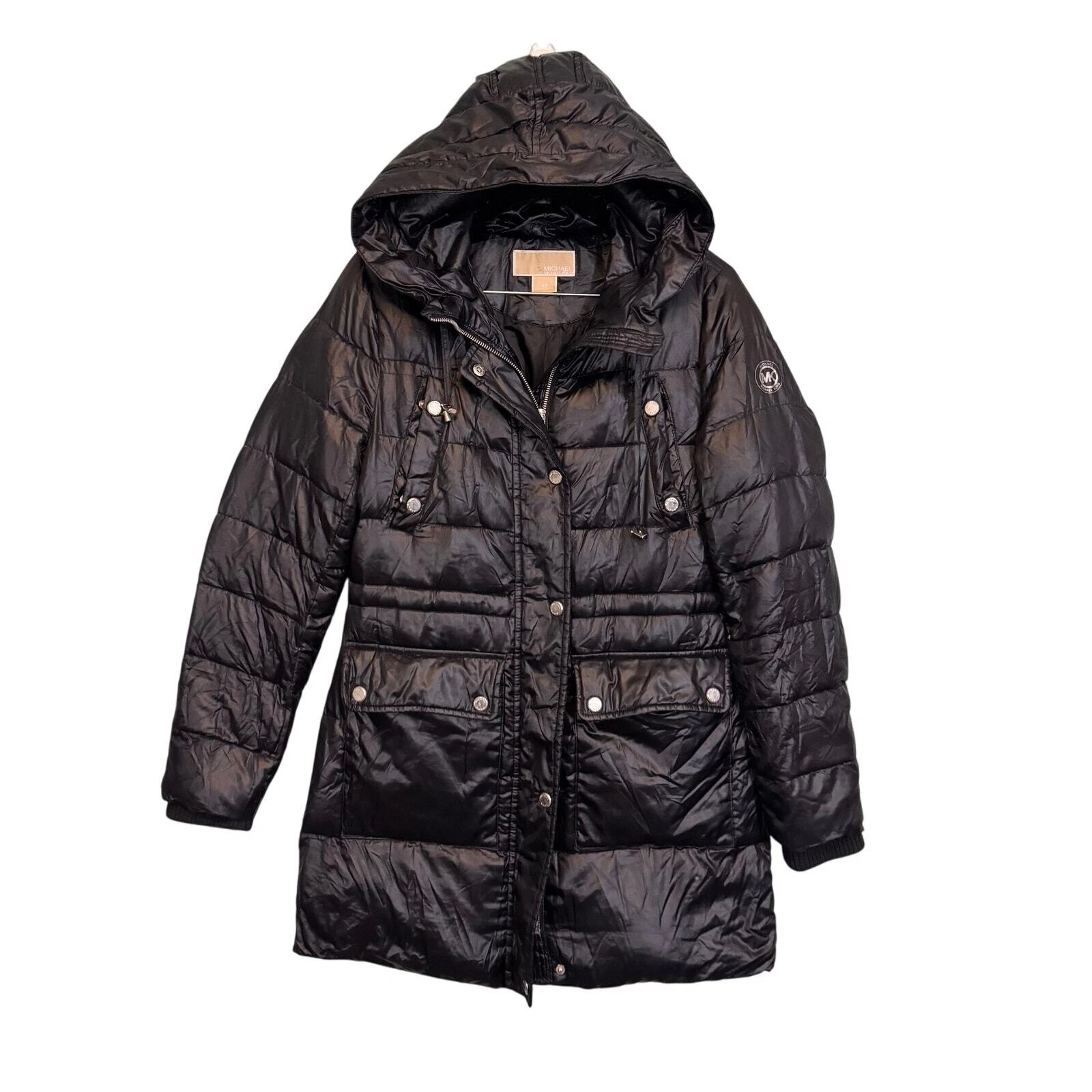 Cappotto parka lungo Michael Kors puffer donna XS nero piumino imbottitura piuma outdoor