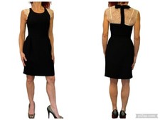 WOMENS SANDRO BLACK SLEEVELESS A LINE HALTER DRESS LACE BOW DETAIL 1 XS
