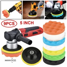 9Pcs 5 Inch Car Buffing Polishing Pads Waxing Sponge Foam Kit for Polisher Drill