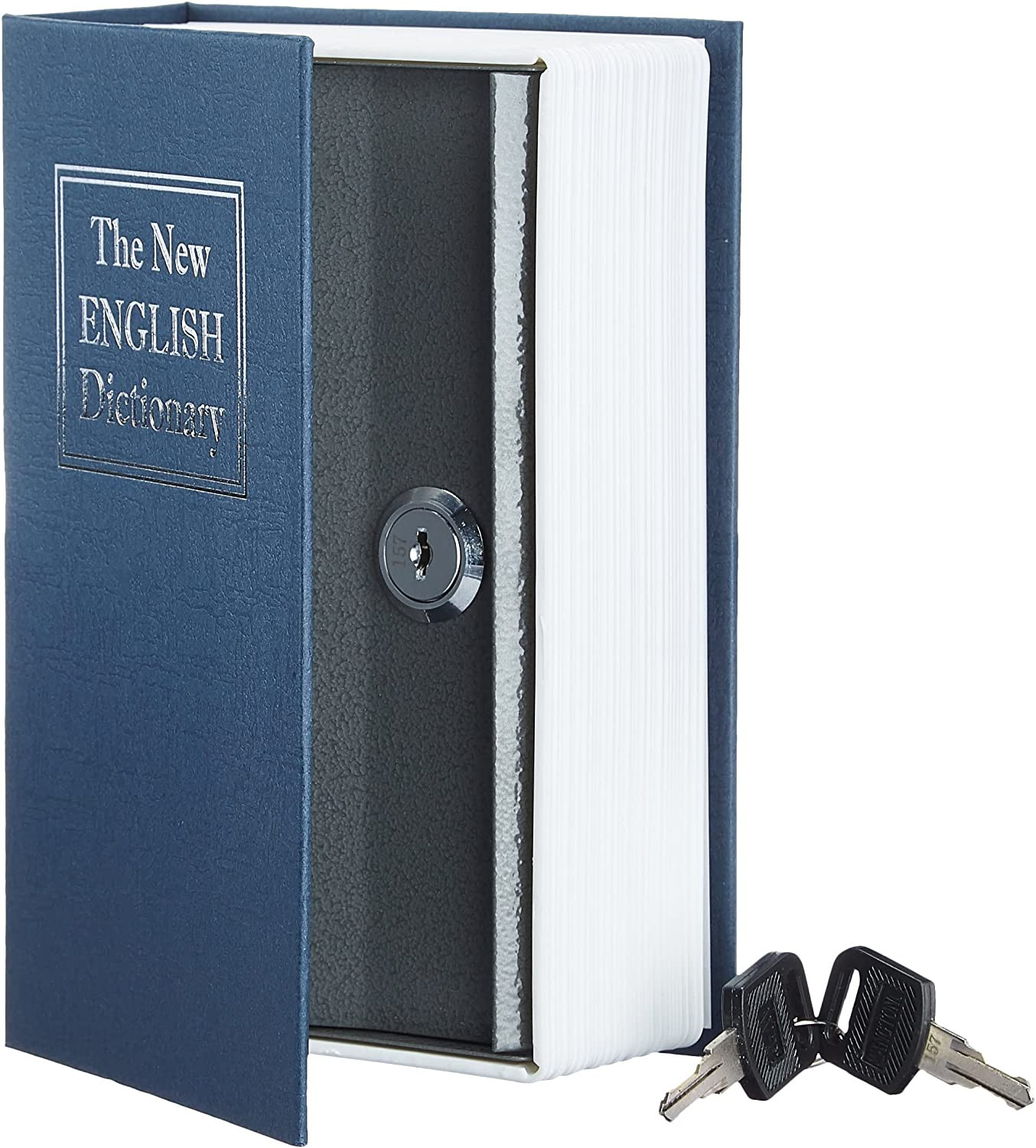 Libro Cassaforte Small/Medium | Cassetta Sicurezza con Chiave Blu - 1