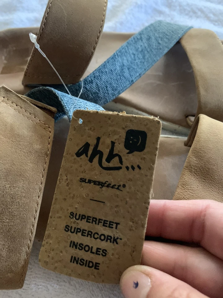 Superfeet Reyes Chipmunk Leather Sandals Women's Size 8 Supercork Insole New - Image 4 of 4