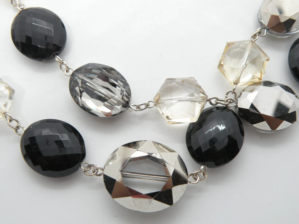 WHBM Casa Blanca Mercado Negro Cuentas Tono Plata Joyería Collar Pulsera Conjunto Foto 4 de 4