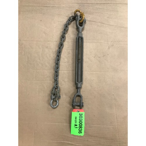 Adjustable Turnbuckle 5/8" Thread x 17.5"-26.5" Jaw & Jaw w/ Chain Galvanized