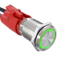 APIELE 10 Amp 16mm Latching Push Button Switch 12V Angel Eye LED Waterproof R...