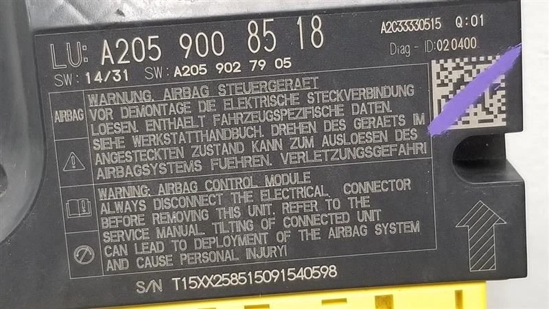 16 MERCEDES BENZ AMG C63S W205 SRS MÓDULO DE CONTROL DE BOLSA 2059008518 Foto 3 de 4