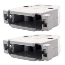 2x DB25 25 Pin D-SUB Plastic Hood Cover Housing Screw Type Solder Cup Connector