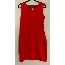 Talbots Red Sleeveless Fitted Jersey Dress Size 10 Zip Side Valentine Classic