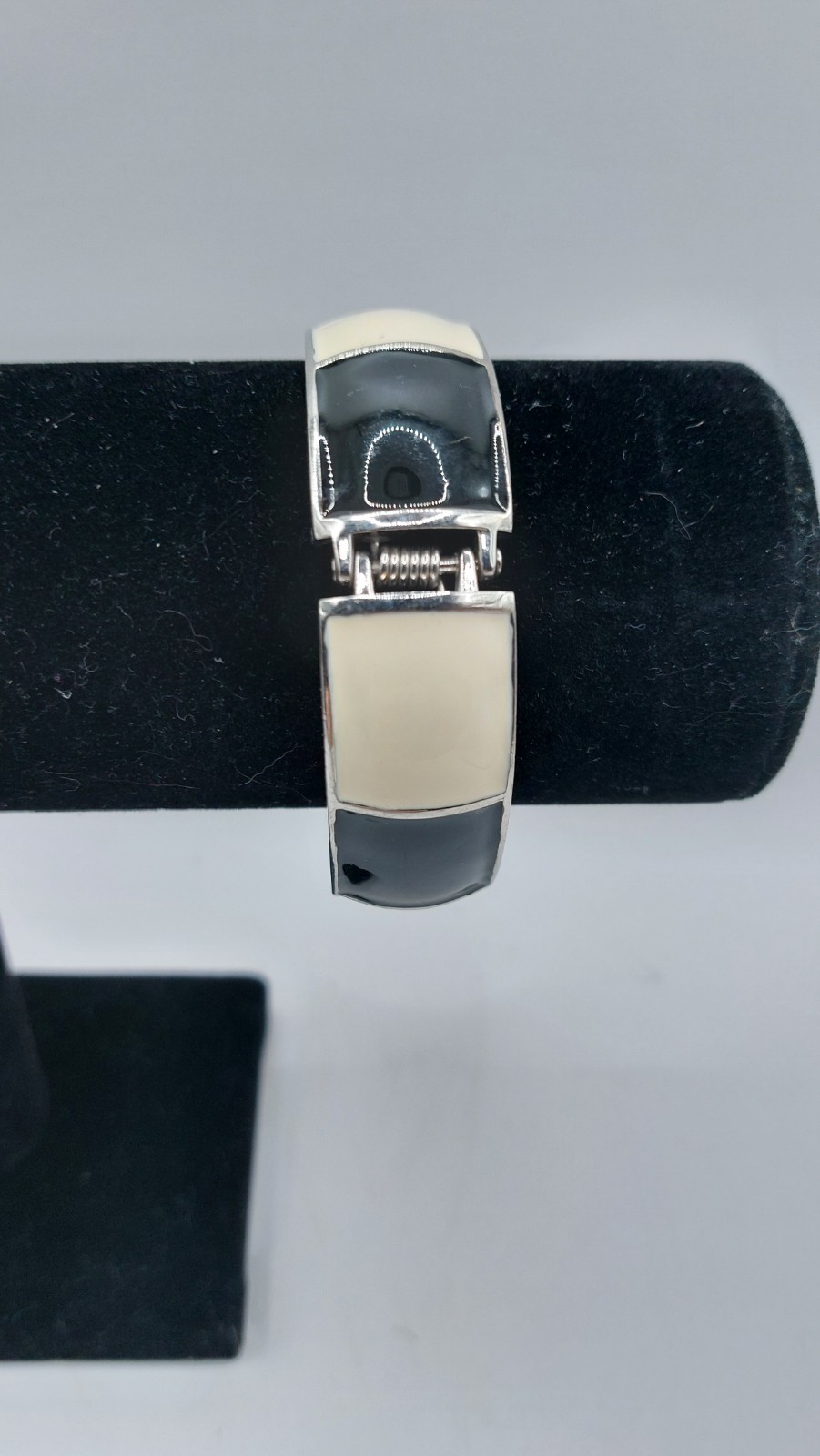 Black White Squares Hinged Bangle Cuff Bracelet S… - image 5