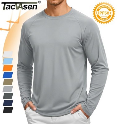 UPF50+ Men's Fishing Shirts Skin Protection Quick Dry Casual Long Sleeve Tops US