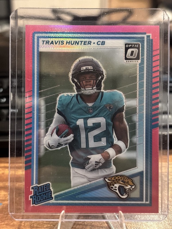 2025 Panini Donruss - Rated Rookie Travis Hunter #301 Optic Preview Pink...