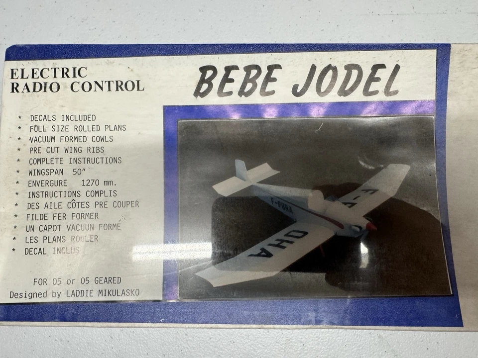 Vintage Rare Easy Built Models Bebe Jodel Glow RC Airplane Kit 50” WS Sealed NOS - Image 2 of 3