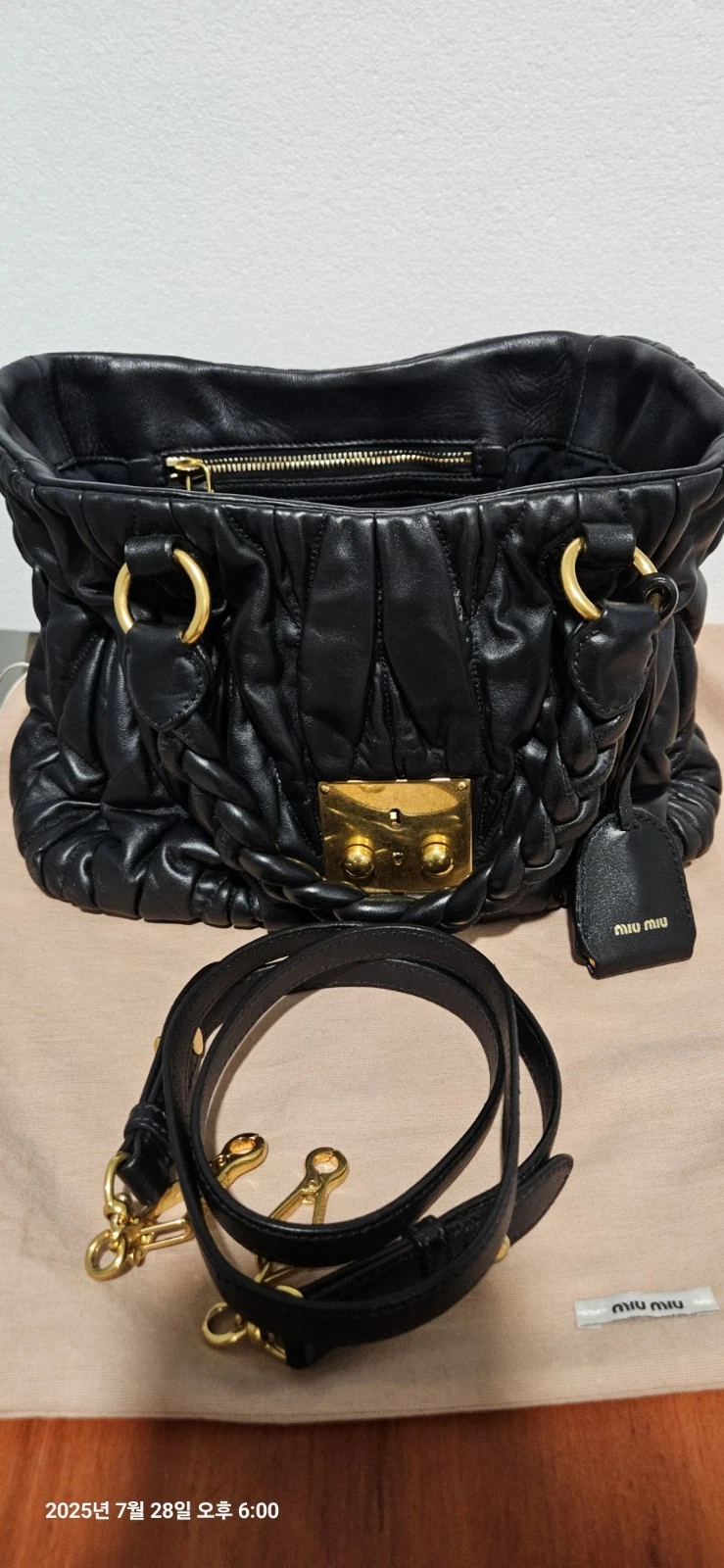 Miu Miu — MIU MIU Matelasse 2way Tote Shoulder Handbag with Key Leather In Prugna