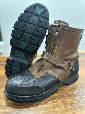 Polo Ralph Lauren Conquest HI II Leather Duck Boots Double-Zip Front Size 13D