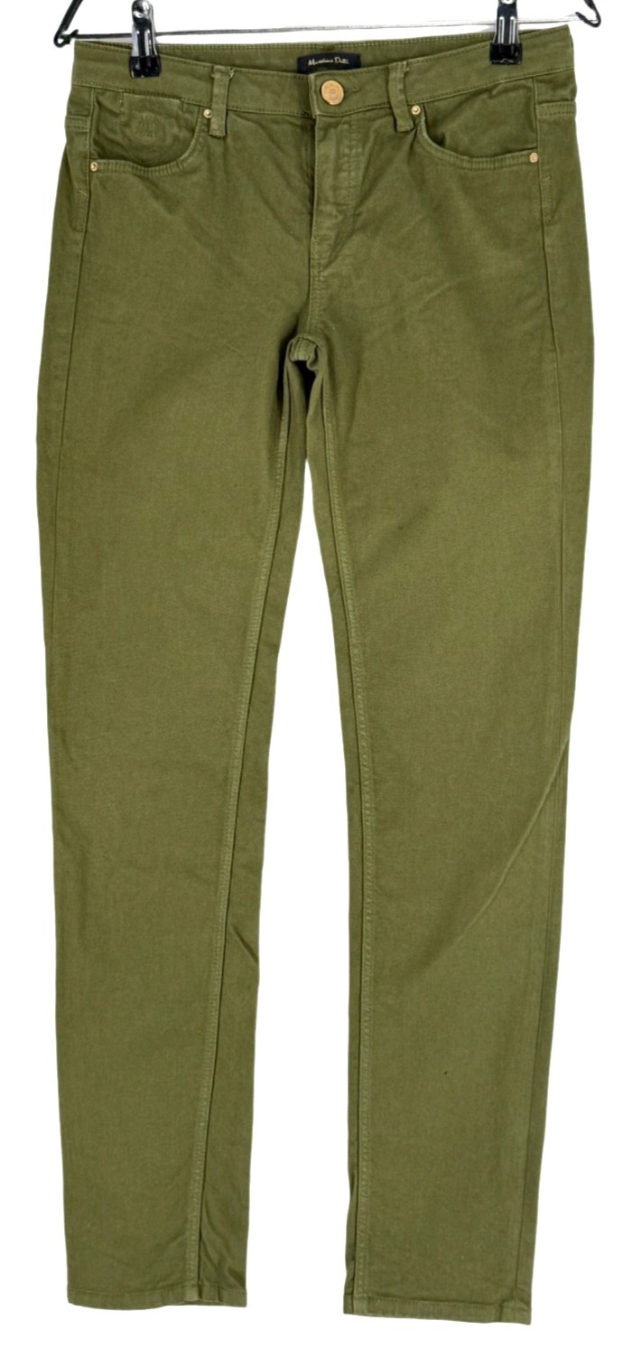 Massimo Dutti Women Slim Fit Stretch Straight Trousers Size 36: W29 L31