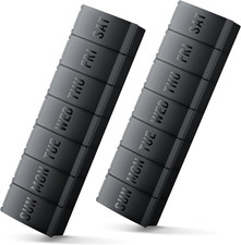 Large Pill Organizer 2 Pack, Easy-Open Weekly Pill Organizer, XL Daily Pill Orga