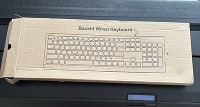 SABLUTE Large Print Backlit Keyboard, Wired USB Lighted Computer Keyboard