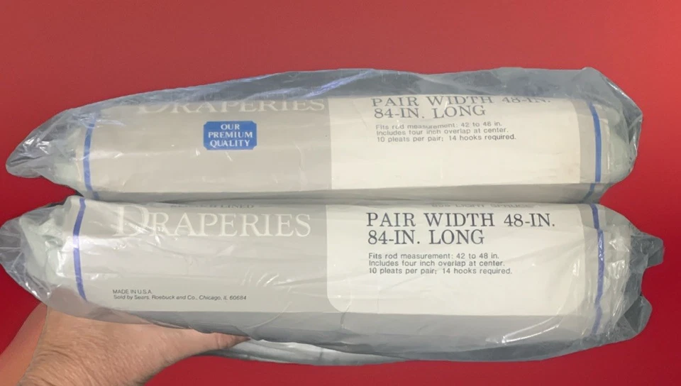 1 Par de Cortinas Sears Regal II 48x84" #855 Abeto Claro De Colección Foto 2 de 3