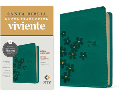 Biblia Compacta NTV, Letra Gigante Con Filament (Sentipiel, Turquesa Floral, Let