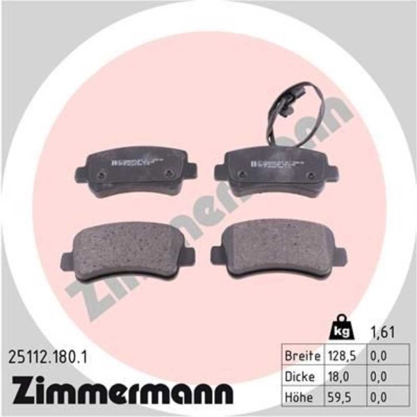 Zimmermann BremsbeläGe Hinten FüR Nissan NV400 Bus Renault Master III-image