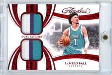 2024-25 Panini Flawless Lamelo Ball Dual Patches Ruby /15 Hornets Relic DP-LMB