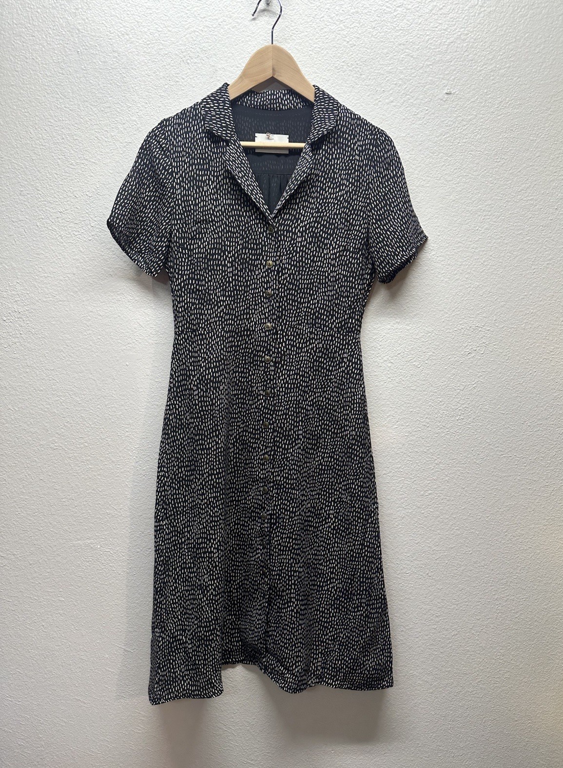Tink & Posh Black White Button Front Midi Dress Preppy Minimalist Small