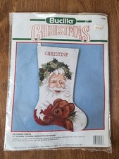 NEW 1990 Bucilla Victorian Santa 82826 Counted Cross Stitch Stocking Kit