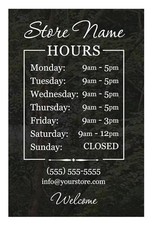 Custom Business Hours Storefront Glass Door Window Decal Sticker Custom Business Hours Storefront Glass Door Window Decal Sticker