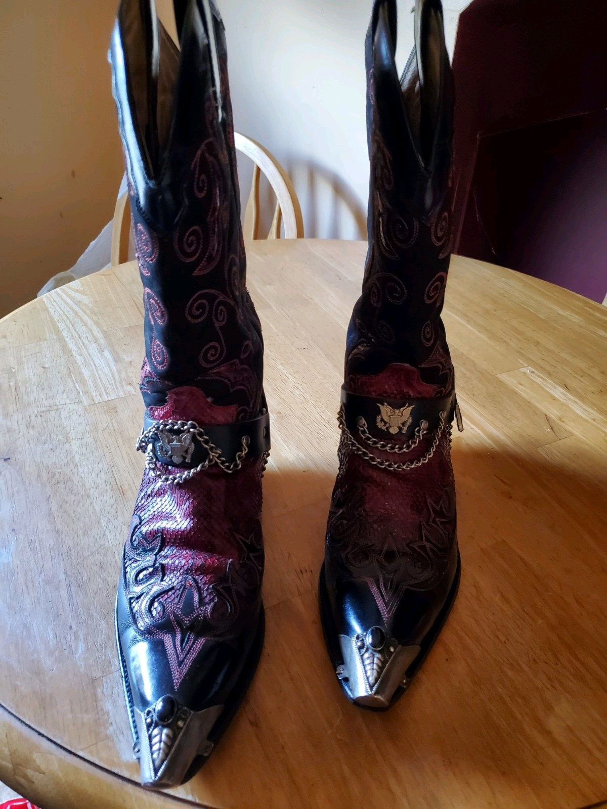 Vtg-SENDRA RED PYTHON Harness METAL TOE  WESTERN … - image 4