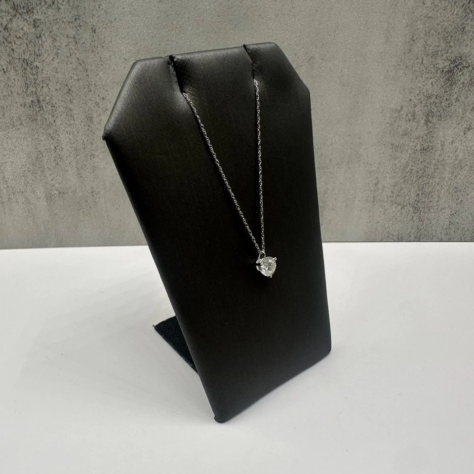 Ожерелье с одним бриллиантом белое золото 14 карат — 0,50 карата, 18 дюймов, новое - Изображение 2 из 4
