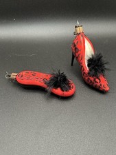 Vintage Slipper And High Heel Shoe Ornaments Set of 2 -2003