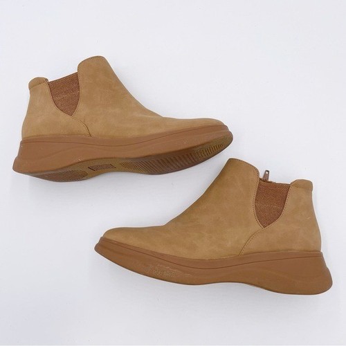 Naturalizer Genn Swerve Faux Leather Ankle Booties Size 7.5 Lightweight Boot Tan - Picture 10 of 10