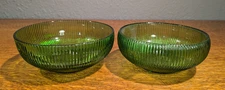Vintage E.O. Brody Co. Cleveland O. U.S.A. Green Ribbed Glass Bowl Retro 2 Bowls