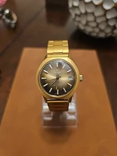 Vintage Swiss Elgin Men’s Watch Gold Tone Automatic 17 Jewel With Date Runs