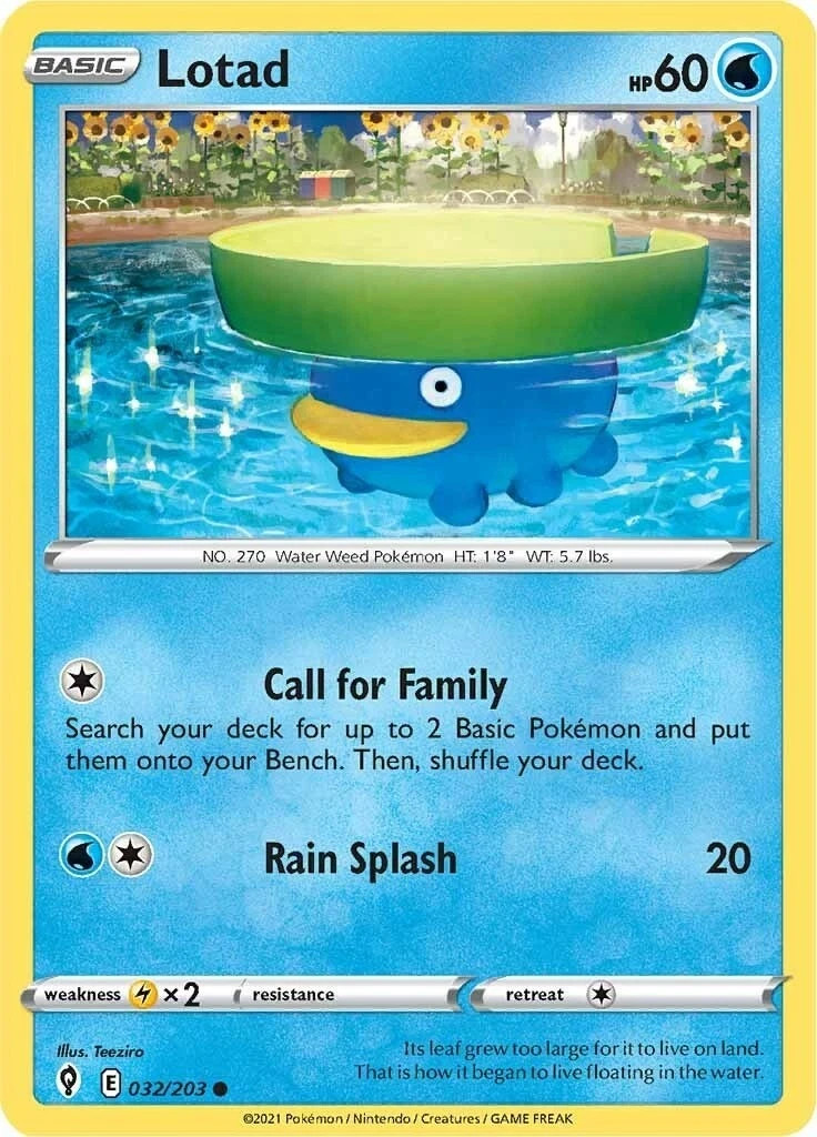 LOTAD 032/203 EVOLVING SKIES POKEMON NM/Mint PACK FRESH