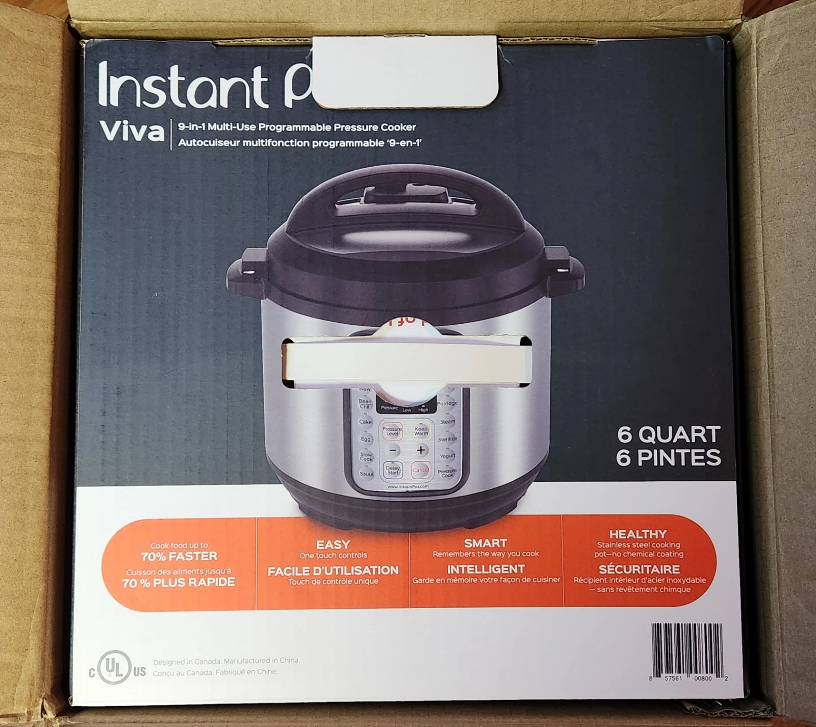 Instant Pot Viva 6-Quart Pressure Cooker with Cook Book – New in Box